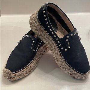 Christian Louboutin Espaboat Navy
Canvas Spiked Espadrille Flat